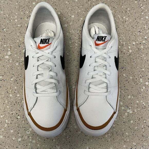Size 6.5 Y Boys - Nike Court Legacy (GS) Lift Low White/ Black-Desert Ochre EUC! - Picture 2 of 12